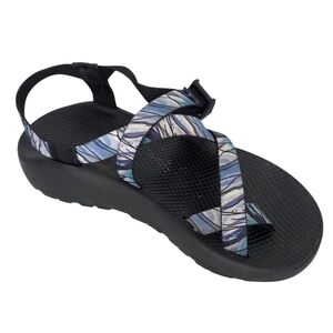 Chaco Blue & White Striped Z/2 Classic Strap Sandals by Artist Sarah Uhl- Men 8